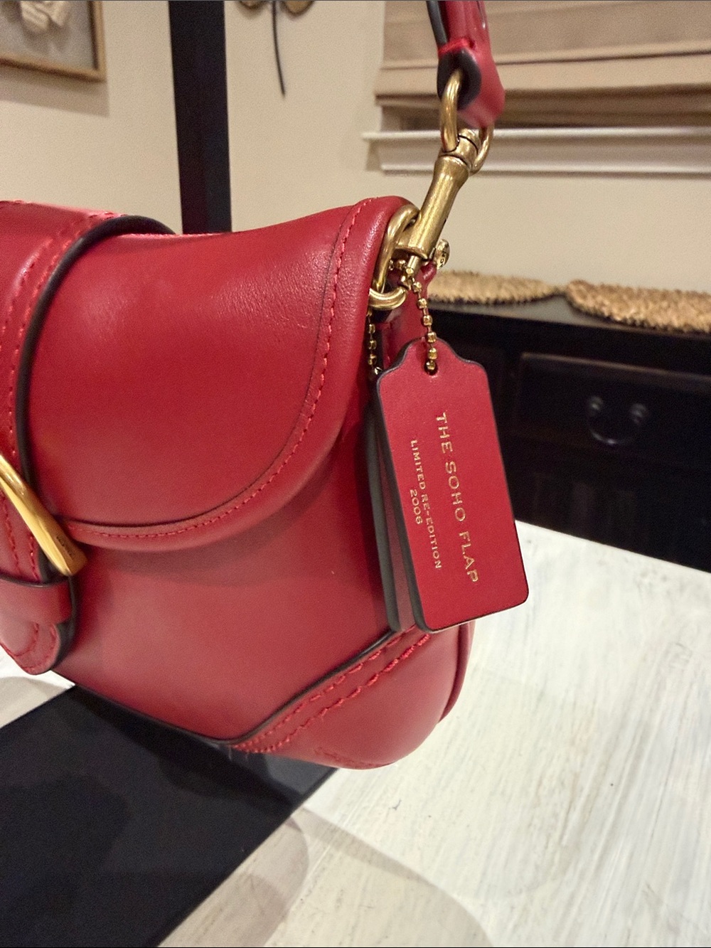 Coach Red Soho Buckle Flap Leather Hobo Bag With Gold… - Gem
